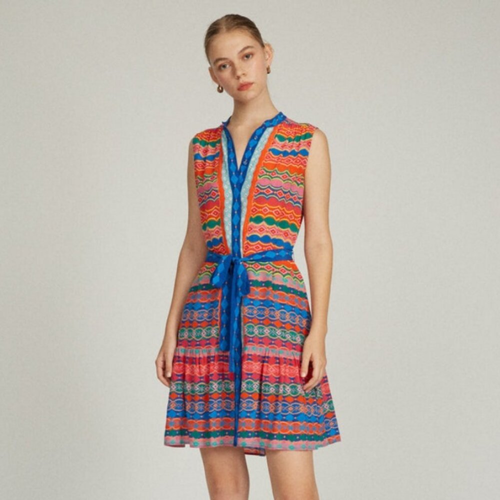 Saloni Tilly Dress in Rainbow Spectrum Size 6
